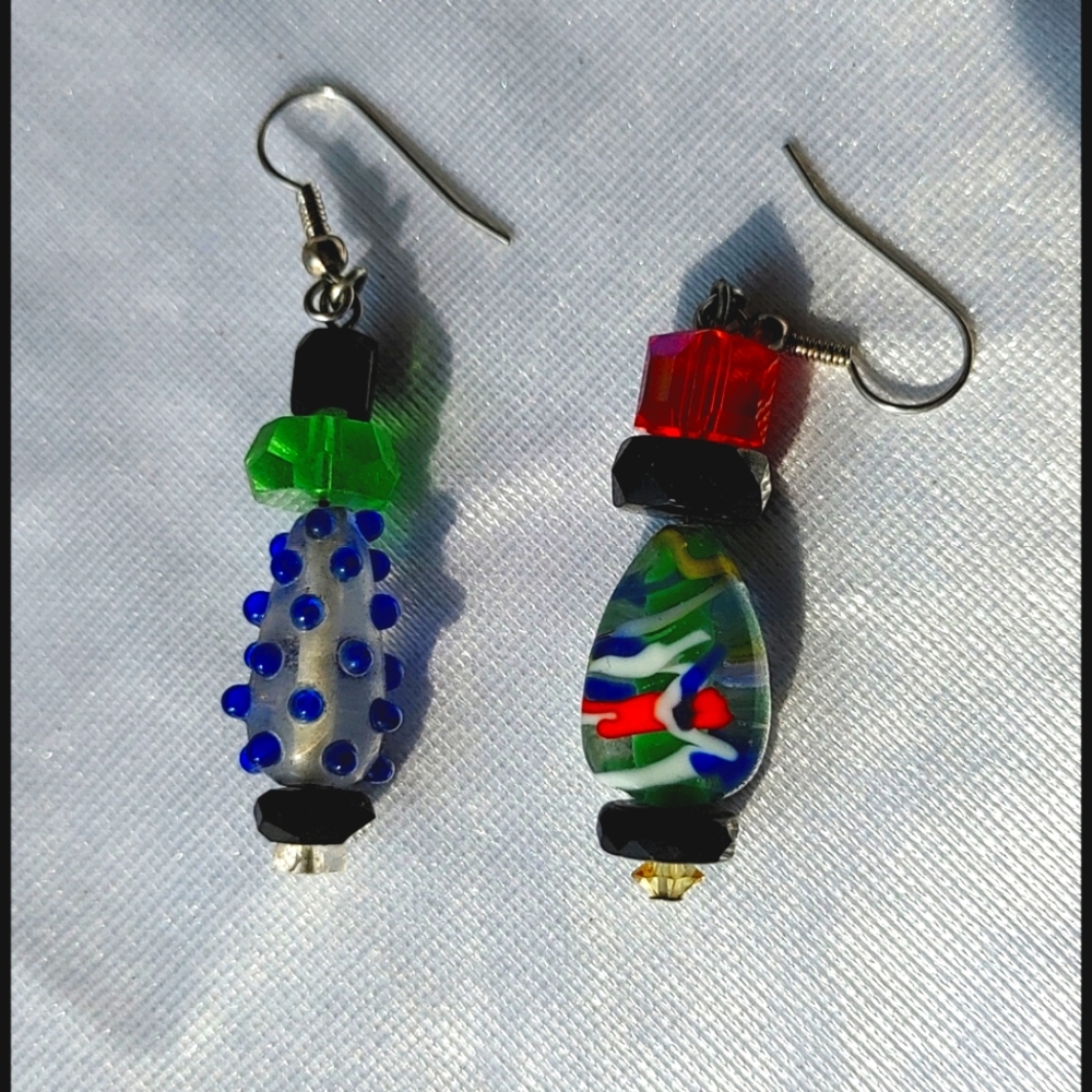 Repurposed Swarovski VTG Crystal glass earrings
